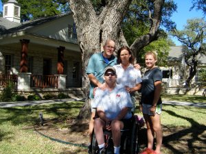 Family at Lighthouse Hospice Courtyard